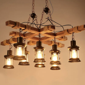 lustre bois industriel